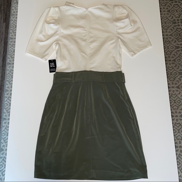 Express Olive Tie-Waist Dress - Picture 2 of 5